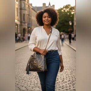 Gucci Soho Metallic Black Shoulder/crossbody Bag in Gold Chain